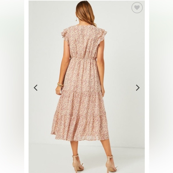 Entro cream floral print tiered midi dress size small - Picture 2 of 14